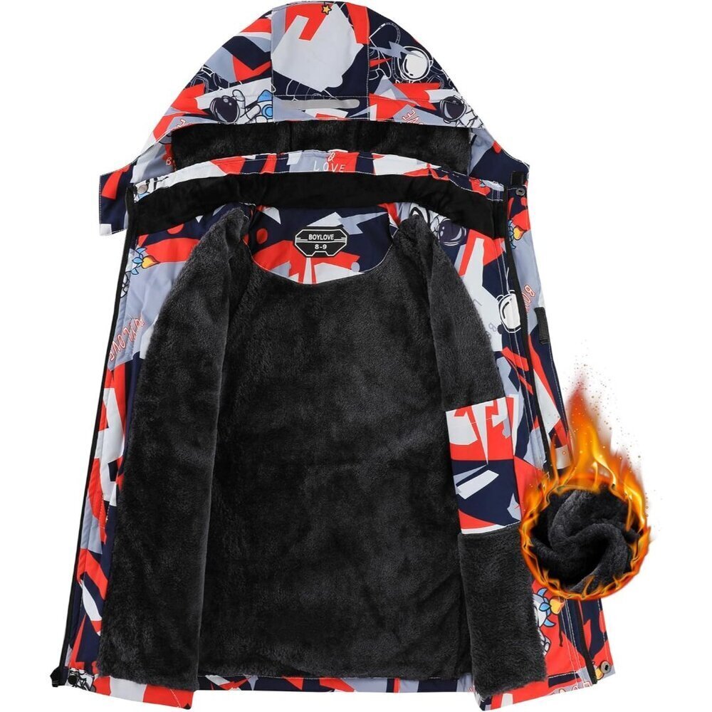 Boy's Ski Jackets Waterproof Winter Coat Fleece Windproof Snowboarding Jacket wi - Picture 3 of 8